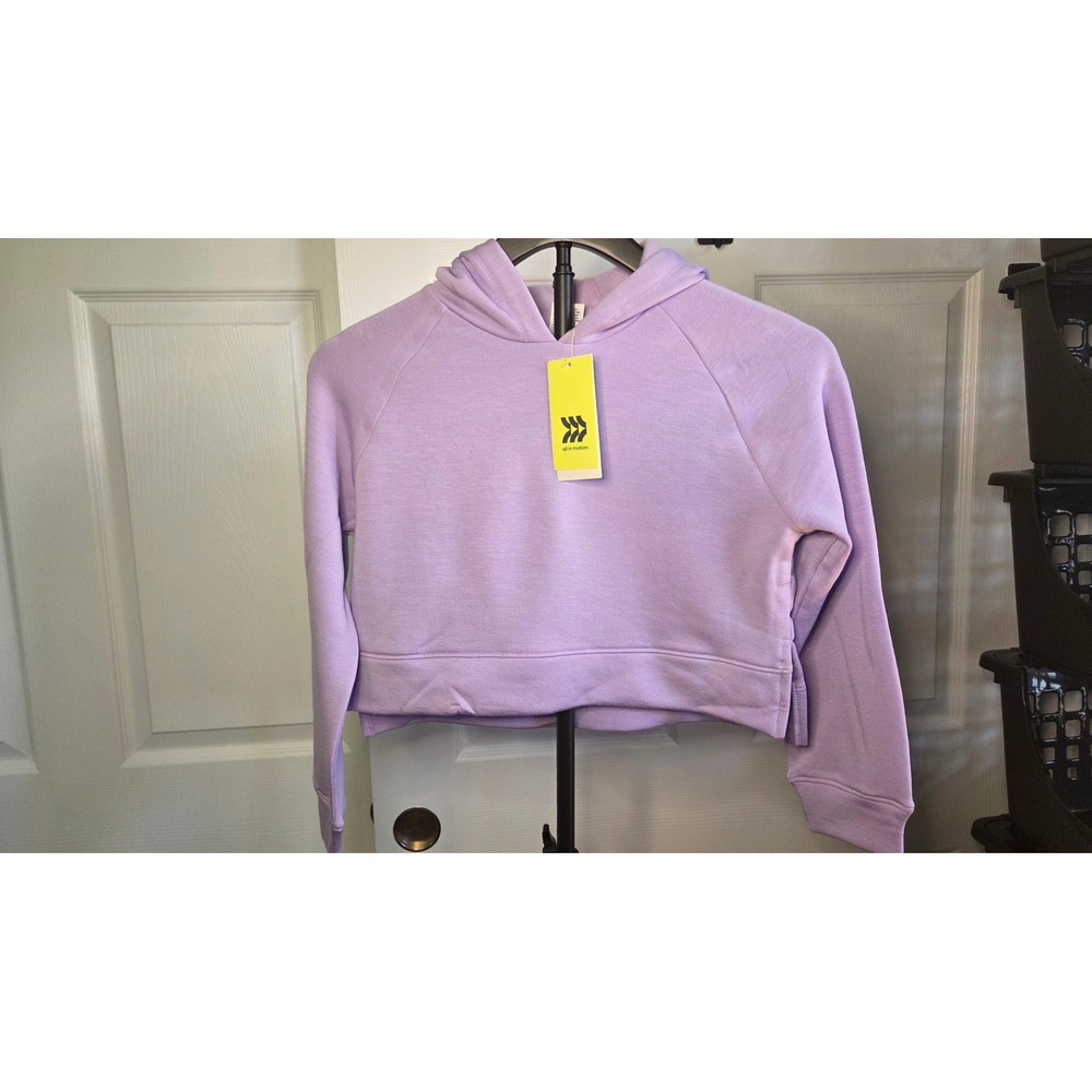 All in Motion Girls Lavender Pullover Hoodie Cropped Sweatshirt Size S 6/7 New